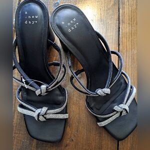 A New Day Ladies Blinged Chunky Heels - Size 8